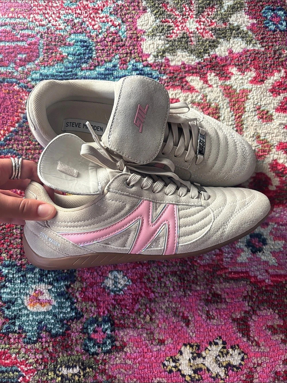 Steve Madden Madrid Foldover Sneaker Gray & Pink Sneakers